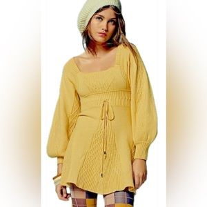 NWT Free people Ginger sugar cut out back sweater dress EMMALINE balloon sleeve